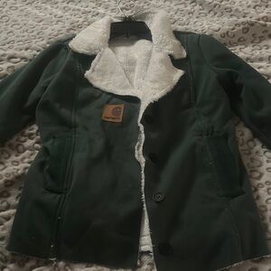 Carhartt Green Utility Jacket with Textured Fabric and Soft Lining